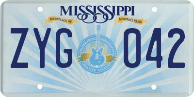 MS license plate ZYG042