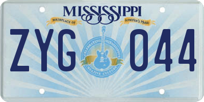 MS license plate ZYG044