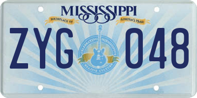 MS license plate ZYG048