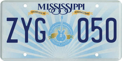 MS license plate ZYG050