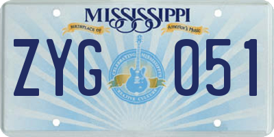 MS license plate ZYG051