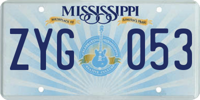 MS license plate ZYG053