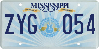 MS license plate ZYG054