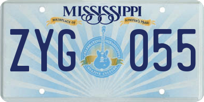 MS license plate ZYG055