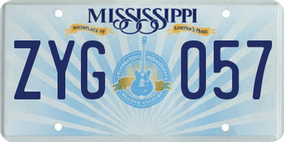 MS license plate ZYG057