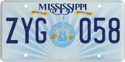 MS license plate ZYG058