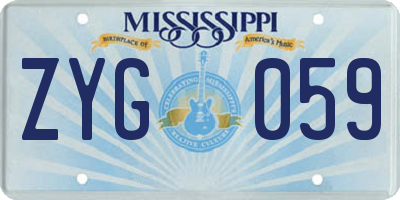 MS license plate ZYG059