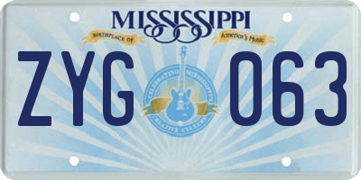 MS license plate ZYG063