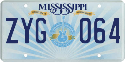 MS license plate ZYG064