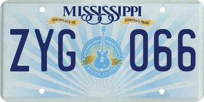 MS license plate ZYG066