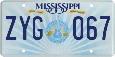 MS license plate ZYG067