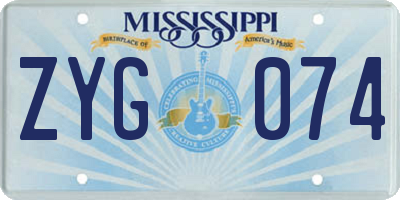 MS license plate ZYG074