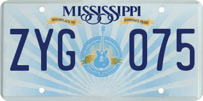 MS license plate ZYG075