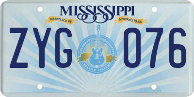 MS license plate ZYG076