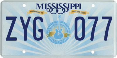 MS license plate ZYG077