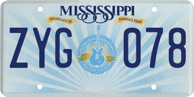 MS license plate ZYG078