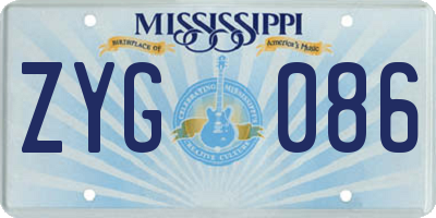 MS license plate ZYG086