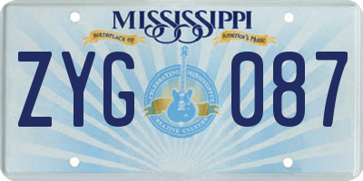 MS license plate ZYG087