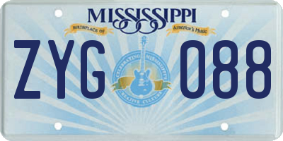 MS license plate ZYG088