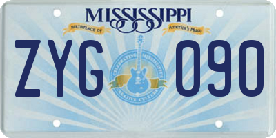 MS license plate ZYG090