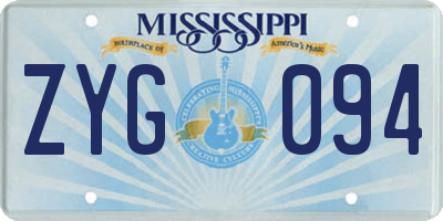 MS license plate ZYG094