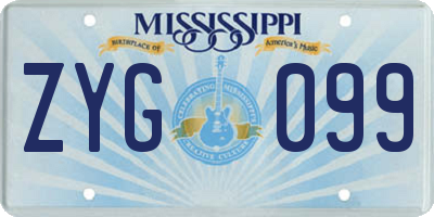 MS license plate ZYG099