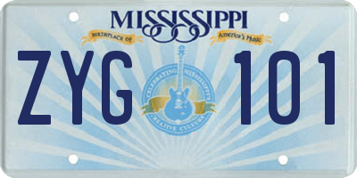 MS license plate ZYG101