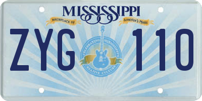 MS license plate ZYG110