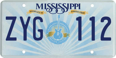 MS license plate ZYG112