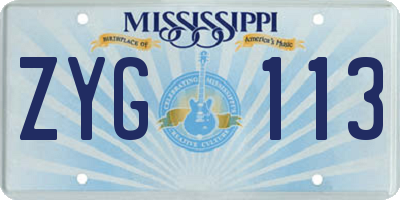 MS license plate ZYG113