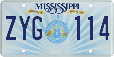 MS license plate ZYG114