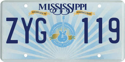 MS license plate ZYG119