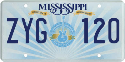 MS license plate ZYG120