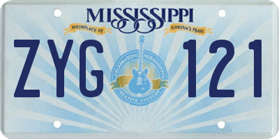 MS license plate ZYG121