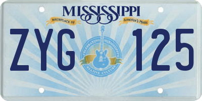 MS license plate ZYG125