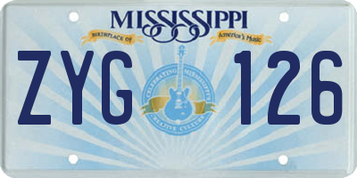 MS license plate ZYG126