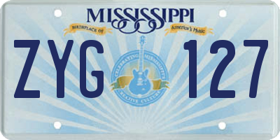 MS license plate ZYG127
