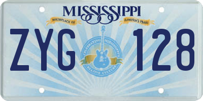 MS license plate ZYG128