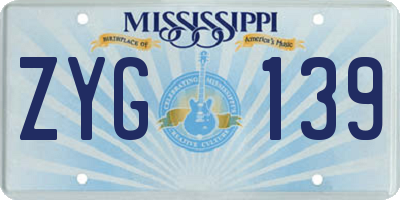 MS license plate ZYG139