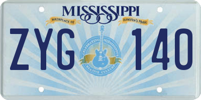 MS license plate ZYG140