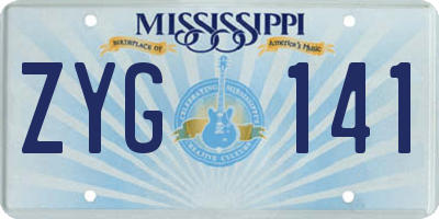 MS license plate ZYG141
