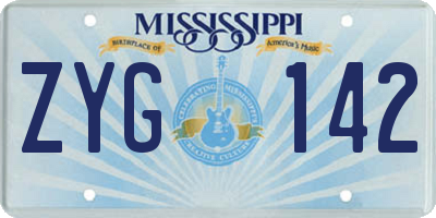 MS license plate ZYG142