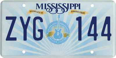MS license plate ZYG144