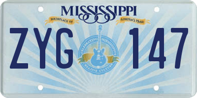 MS license plate ZYG147