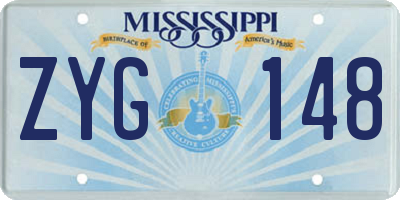 MS license plate ZYG148