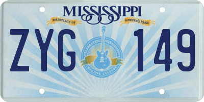 MS license plate ZYG149