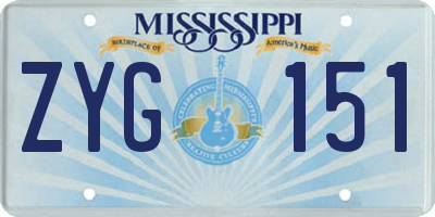 MS license plate ZYG151