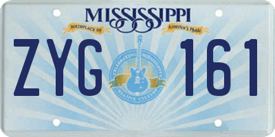MS license plate ZYG161