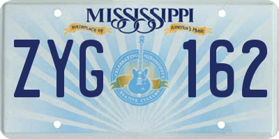 MS license plate ZYG162