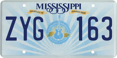 MS license plate ZYG163